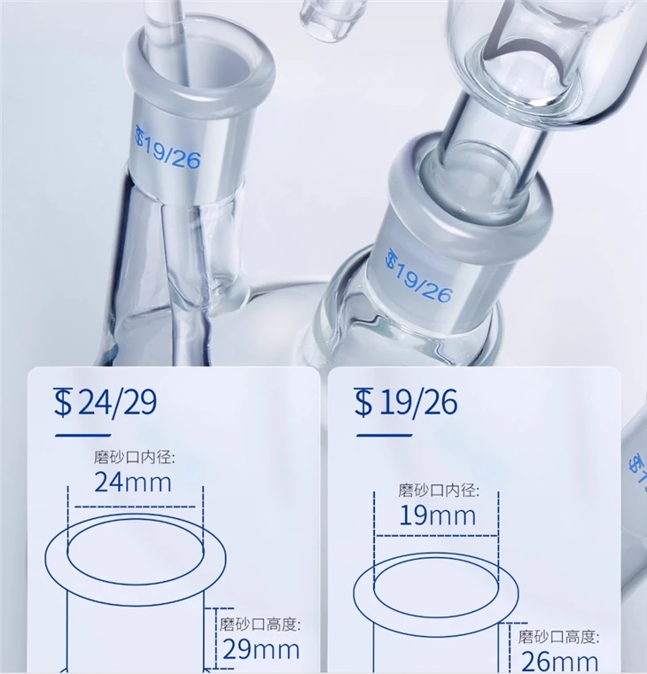 BKMAM Glassware Chemistry Round Bottom Flask With 3 Necks