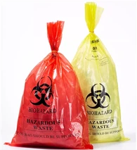 Korkealaatuinen lääketieteellisestä muovista valmistettu punainen biohazard pussi Autoklavoitavissa oleva jätepussi tarttuvan jätteen hävittämiseen tehdashinnalla